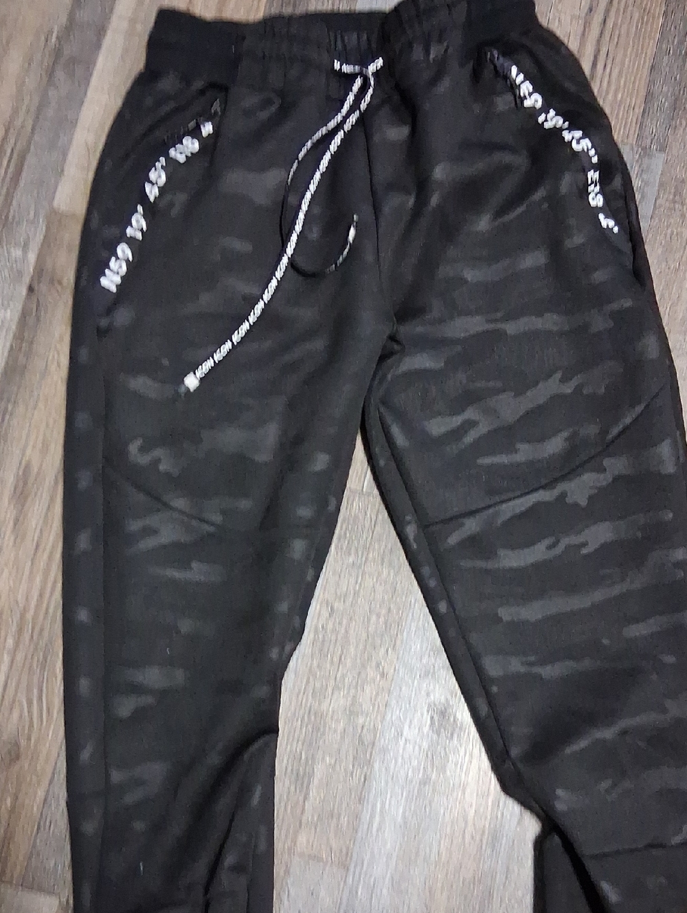 Black Camo Jogger Pants with Drawstring - Unbranded